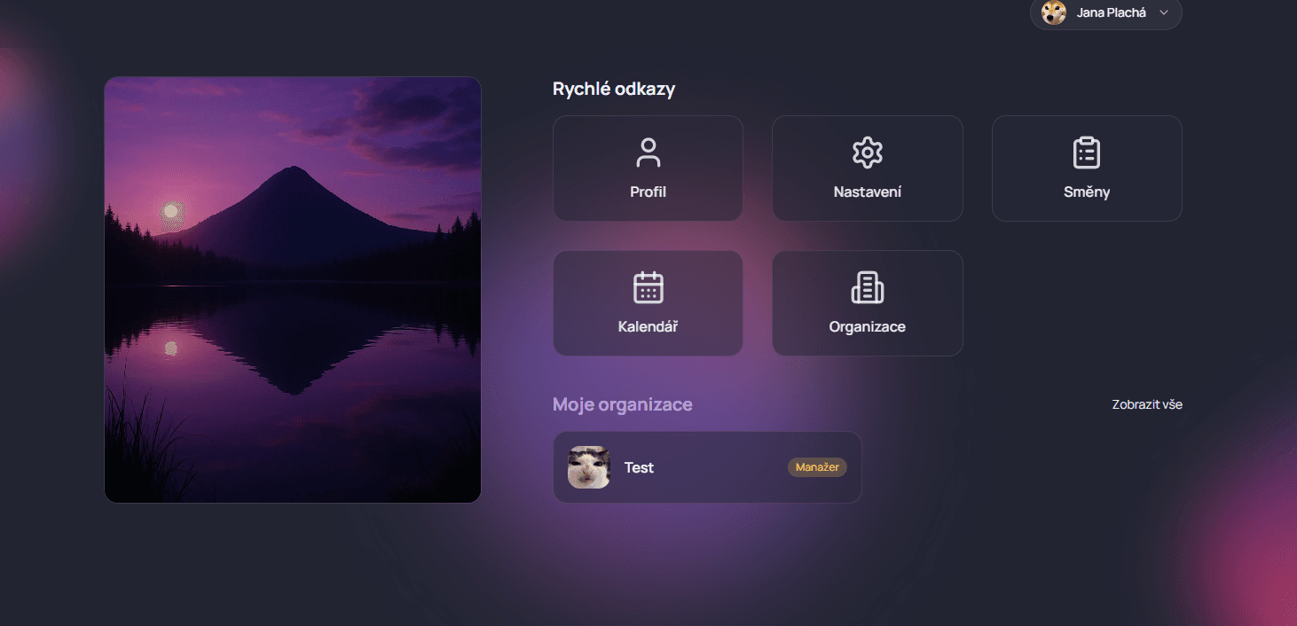 Snímek obrazovky aplikace Planee